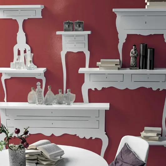 Design shelves Shape in chalk white lacquered by Tomasella