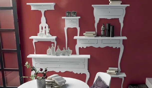 Design shelves Shape in chalk white lacquered by Tomasella