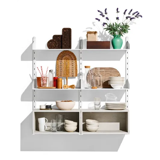 Metal and melamine shelves by Connubia called Shelfy.