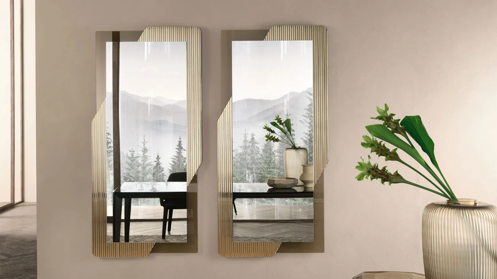 Glass framed mirror Shift by Fiam