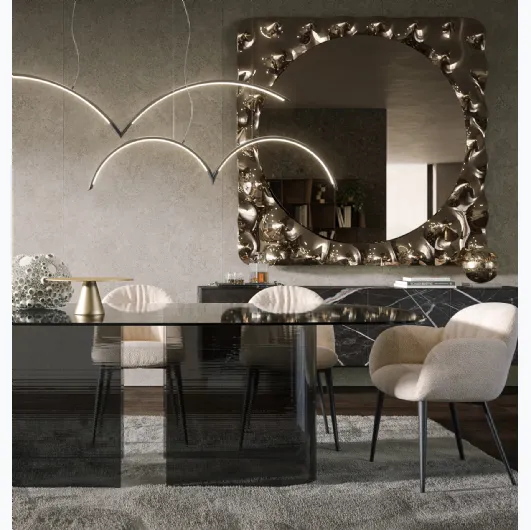 Aphrodite maxi mirror with fused glass frame by Tonin Casa.