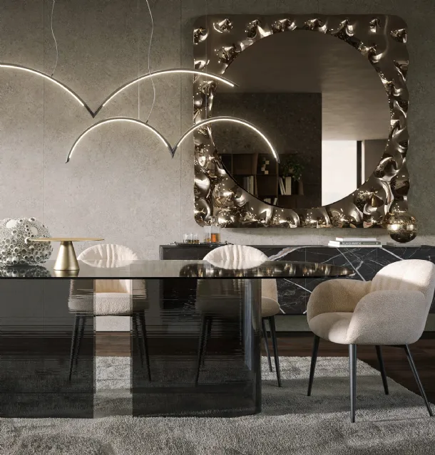 Aphrodite maxi mirror with fused glass frame by Tonin Casa.