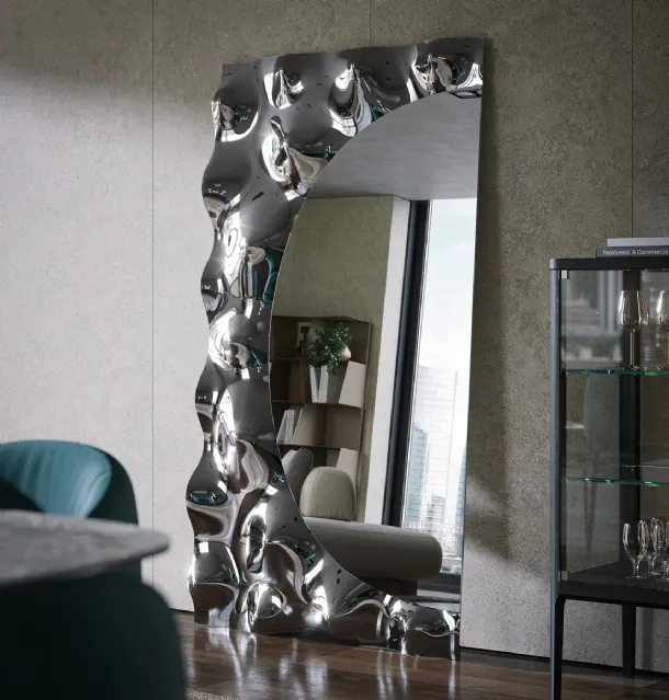 Design mirror with Aphrodite fused glass frame by Tonin Casa.