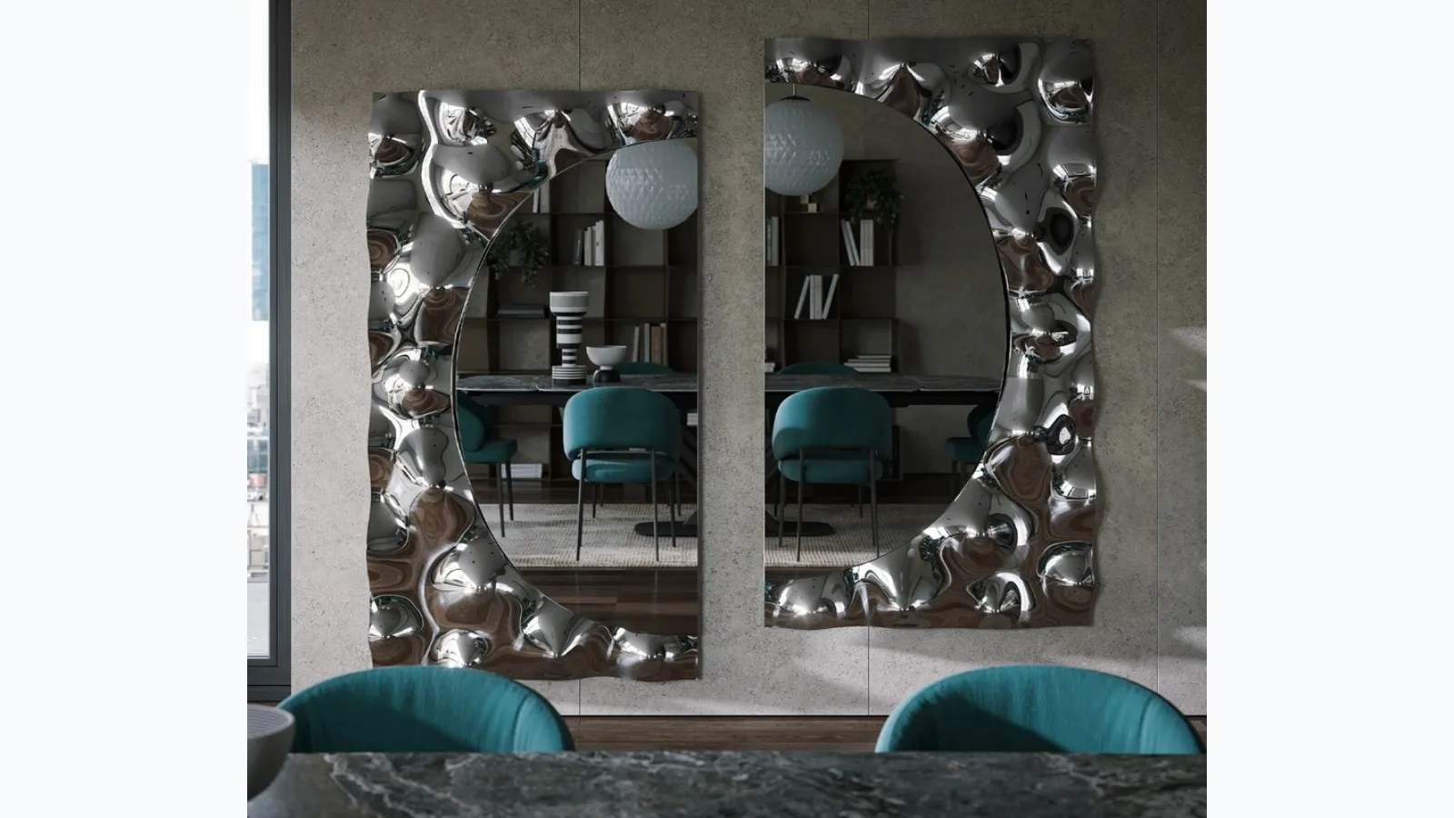 Design mirror with fused glass frame Aphrodite by Tonin Casa