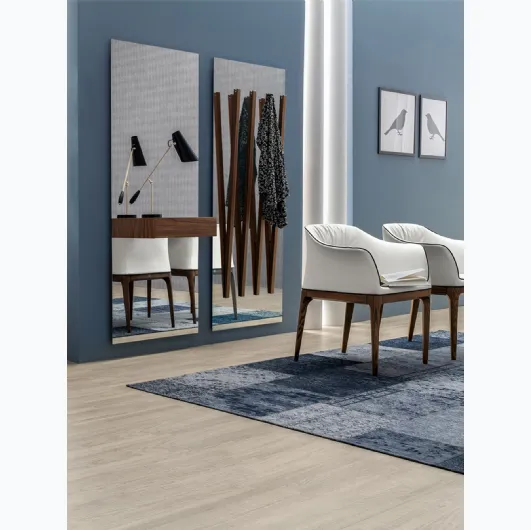 Mirror with clothes hanger and drawer in Alicante walnut by Tonin Casa.