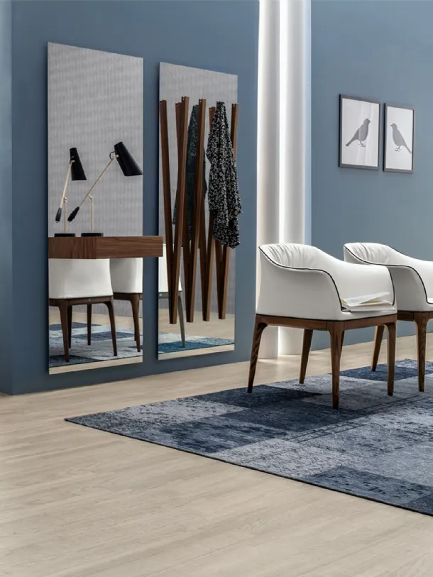 Mirror with clothes hanger and drawer in Alicante walnut by Tonin Casa.