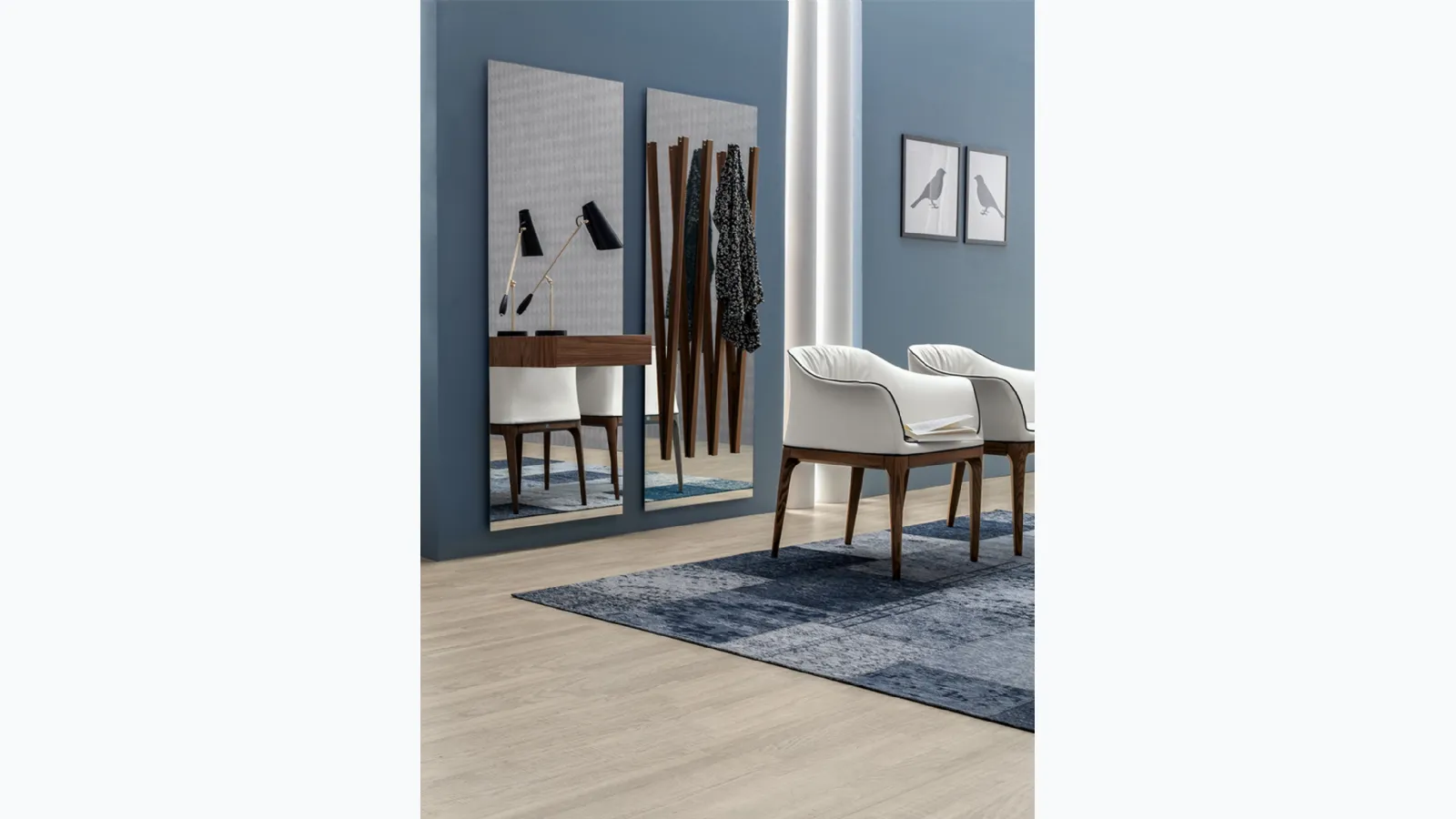 Mirror with clothes hanger and drawer in Alicante walnut by Tonin Casa.