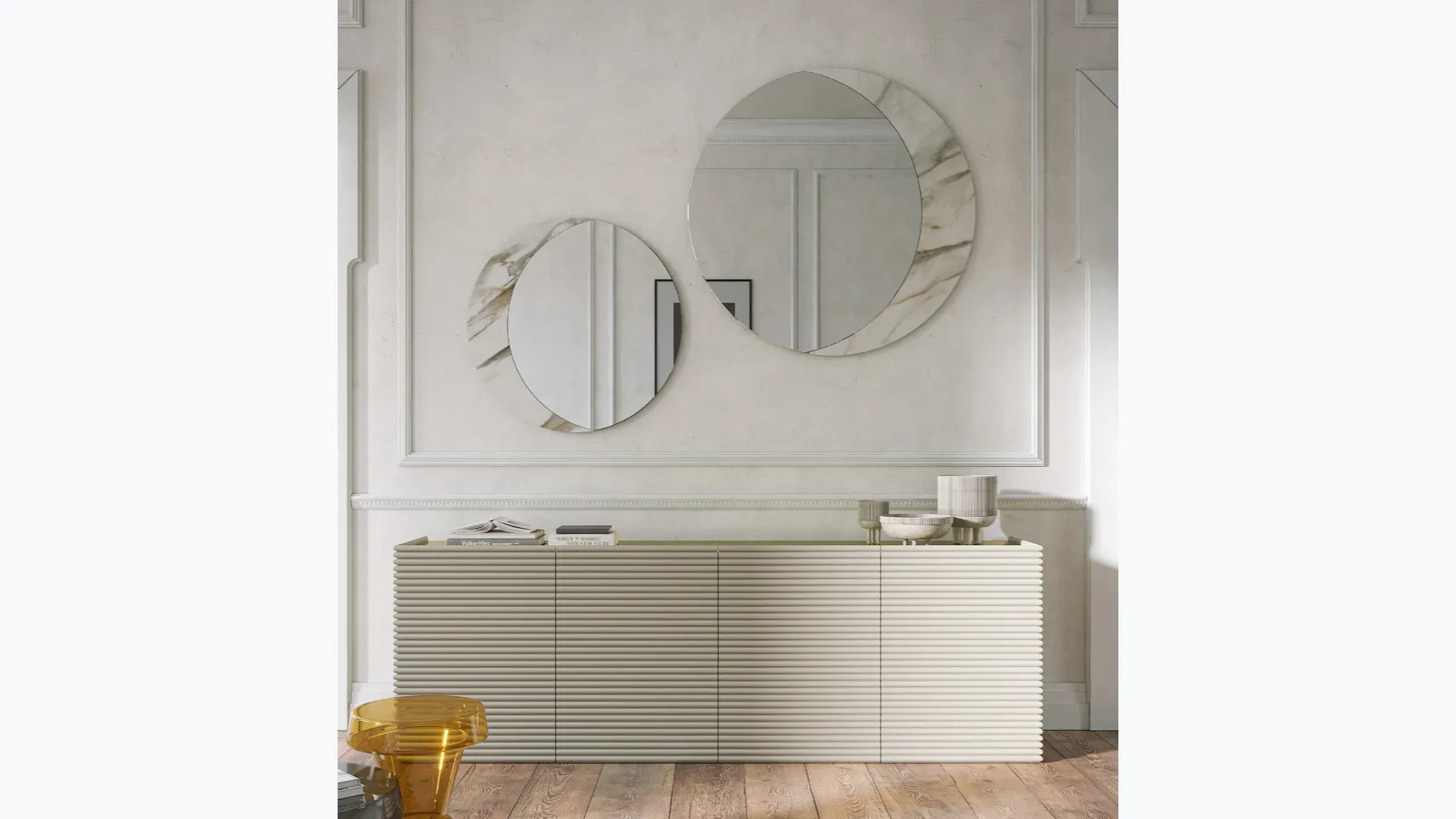 Arké mirror with printed glass frame by Tonin Casa