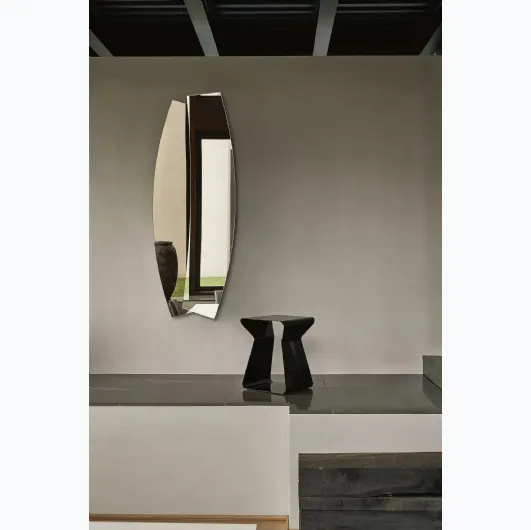 Molded silver and bronze Double mirror by Bontempi.