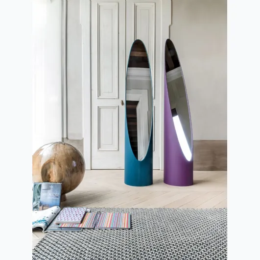 Floor mirror upholstered in eco-leather Kolonaky by Tonin Casa.
