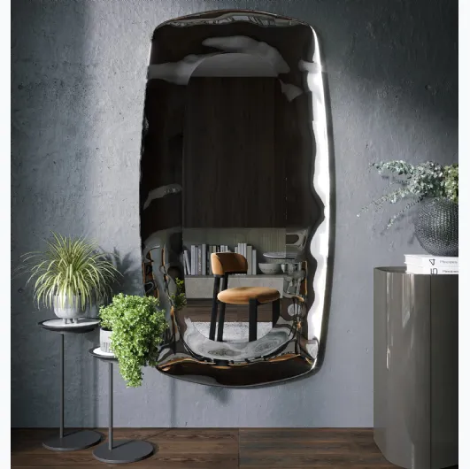 Eos mirror with a fused glass frame by Tonin Casa.