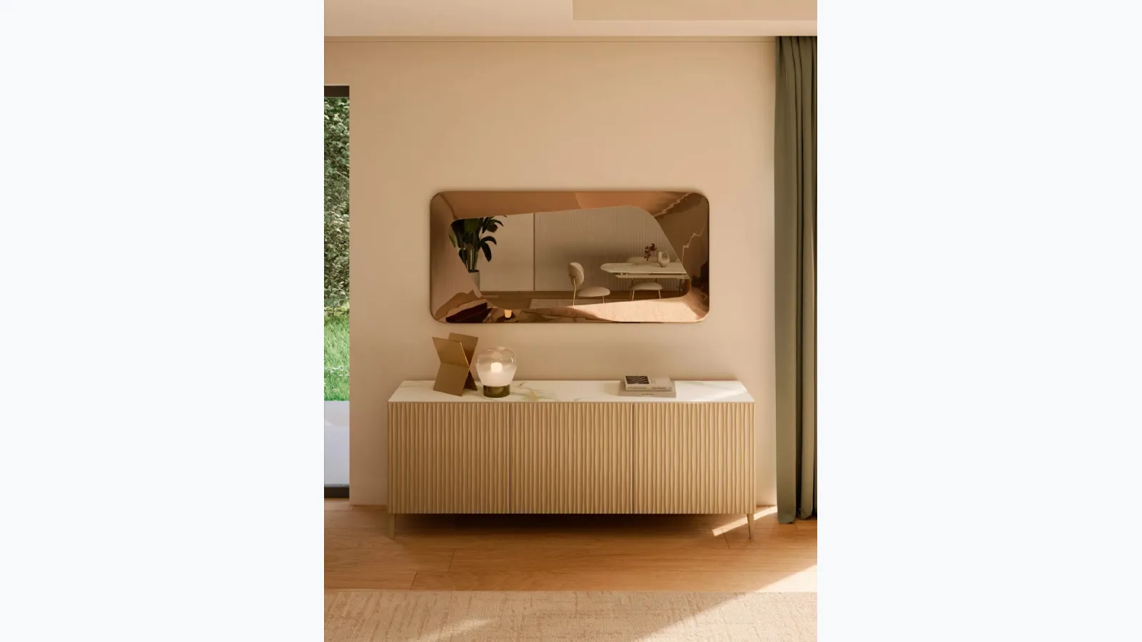 Fused glass mirror Focus by Bontempi
