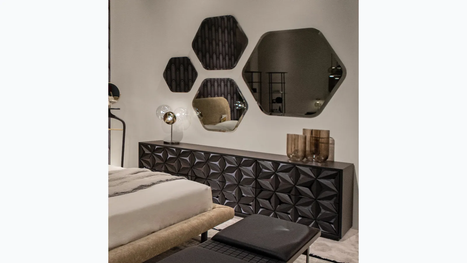 Hexagonal Kaleidos mirror by Tonin Casa.