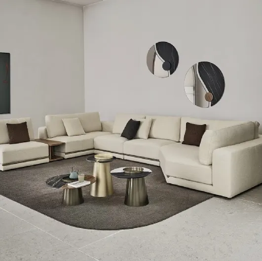 Luxor mirror with decorative elements in SuperMarble and Bontempi wood.