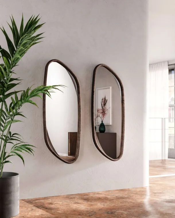 Mirror with Monza wooden frame by Ozzio