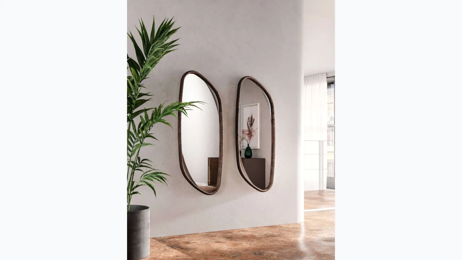 Mirror with Monza wooden frame by Ozzio