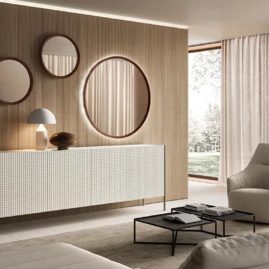 Round Peep mirror with lacquered frame by Capo d'Opera.