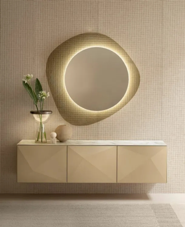 Sun mirror in bronze-tinted crystal by Riflessi