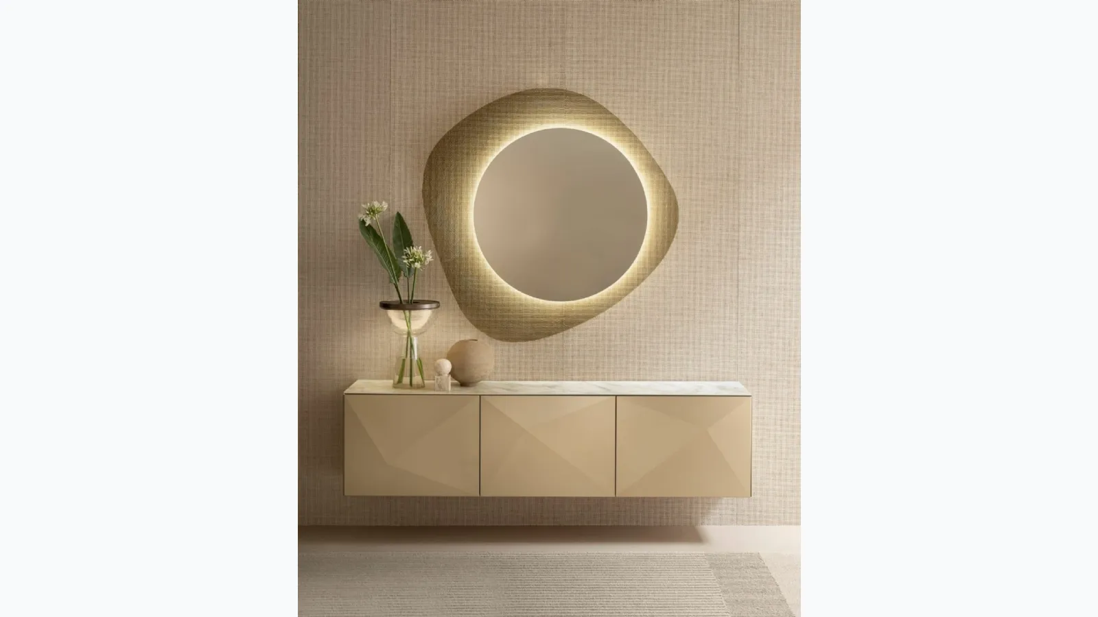 Sun mirror in bronze-tinted crystal by Riflessi