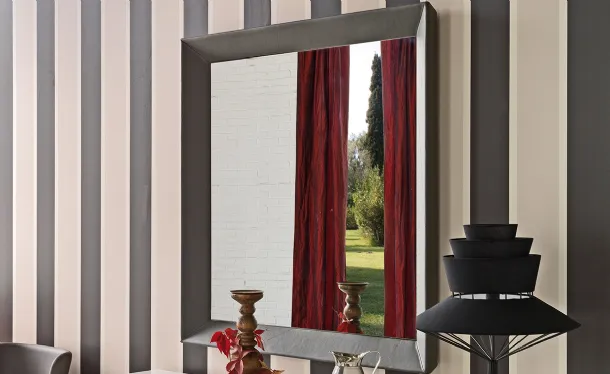 Tuxedo mirror with frame covered in eco-leather by Cattelan Italia.