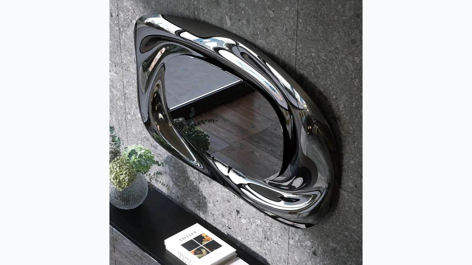Vox mirror with glass frame by Tonin Casa.
