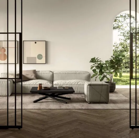 Transformable coffee table Up&Down in Ozzio wood.