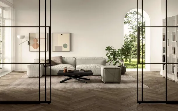 Transformable coffee table Up&Down in Ozzio wood.