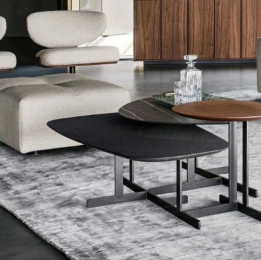 Stackable Kumo tables in wood or marble by Bonaldo