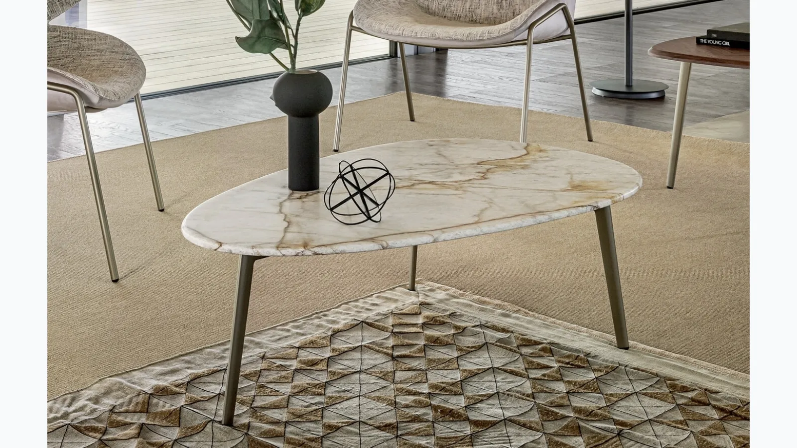 Coffee marble top coffee table by Riflessi.
