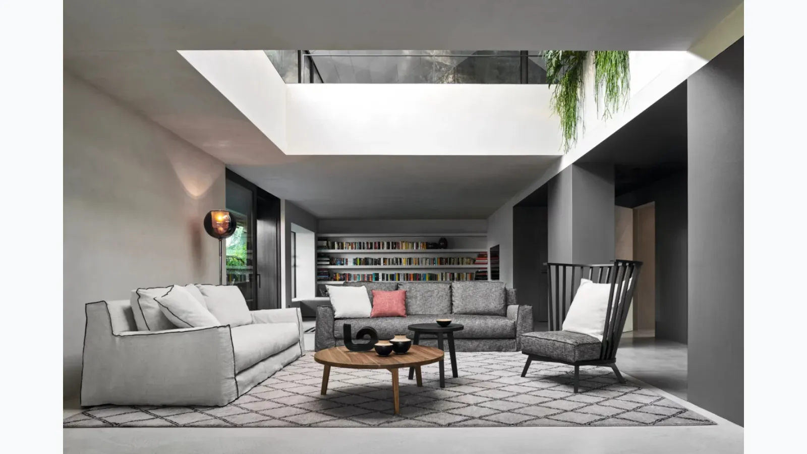 Gray wooden coffee table by Gervasoni