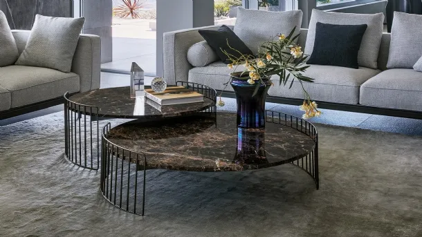 Round marble coffee table Harpe by Bonaldo