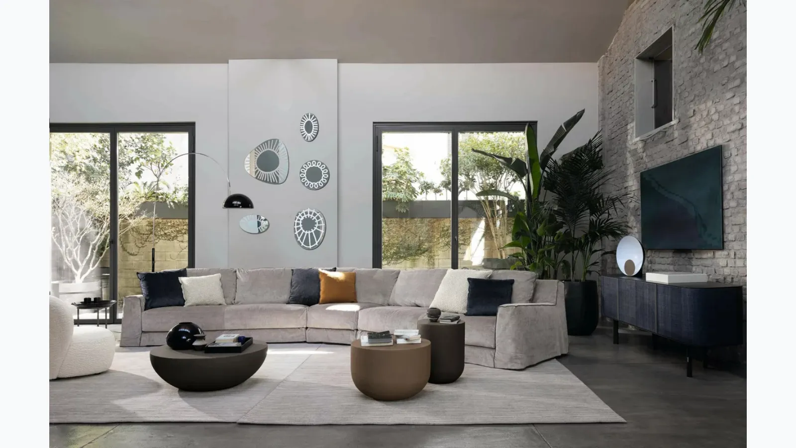 Heiko coffee table in clay finish polymer by Gervasoni.