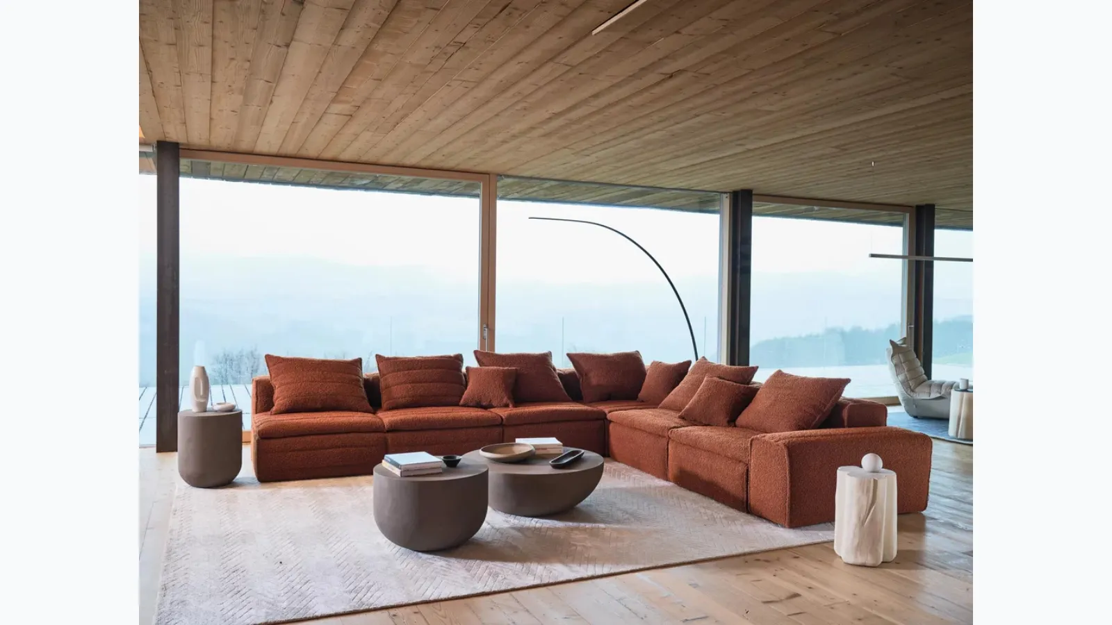 Heiko coffee table in clay-colored polymeric finish by Gervasoni.