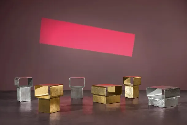 Kira small table in cast aluminum by Gervasoni