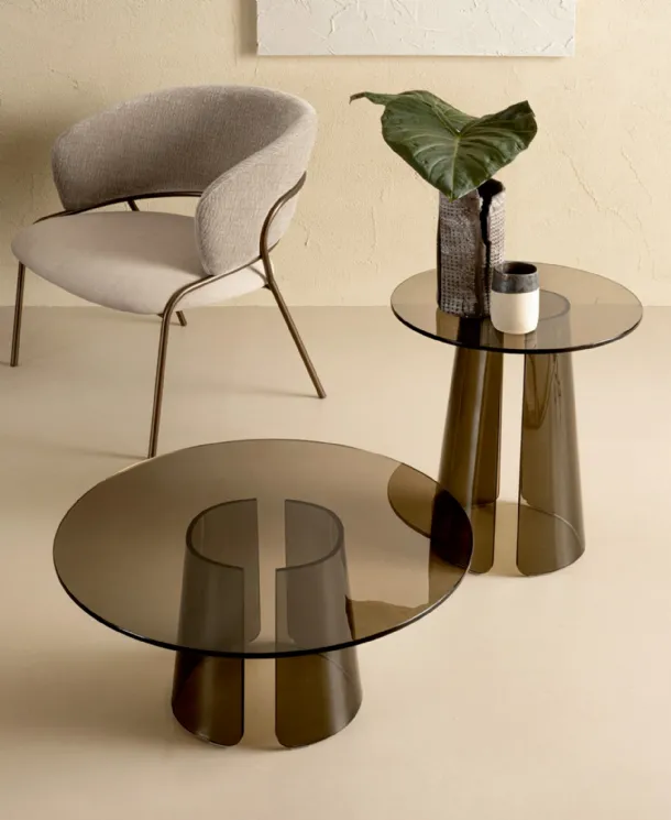 Kono coffee table in transparent bronze-tinted crystal by Riflessi