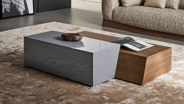 Coffee table Litos in wood and glossy lacquered wood by Bonaldo.