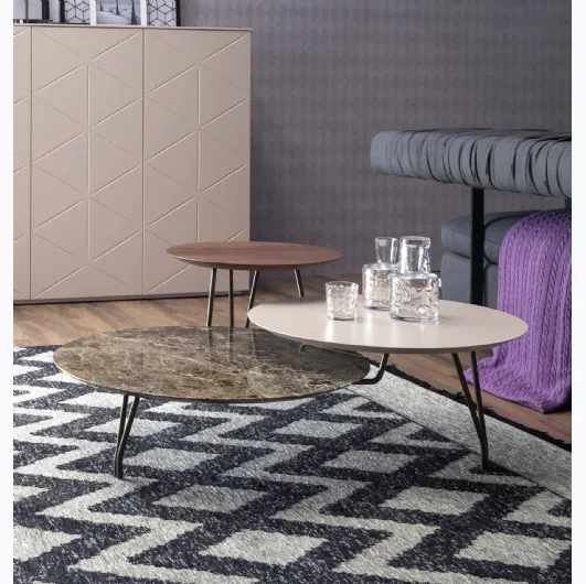 Marble, lacquered and wood coffee table by Tonin Casa.