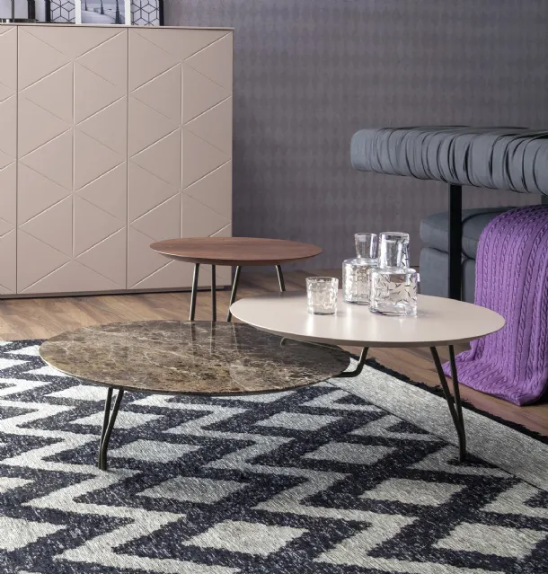 Marble, lacquered and wood coffee table by Tonin Casa.