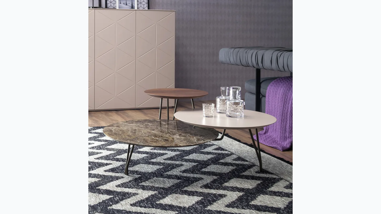 Marble, lacquered and wood coffee table by Tonin Casa.