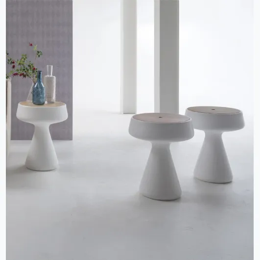 Maki design coffee table in polyethylene with a wooden top by Tonin Casa.