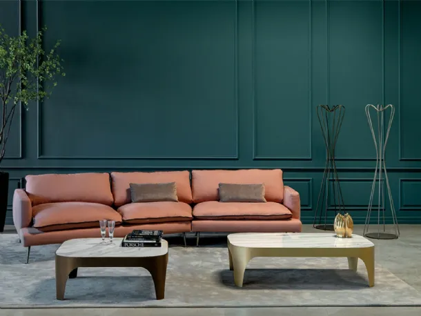 Modì coffee table with porcelain stoneware top and painted steel base by Tonin Casa.