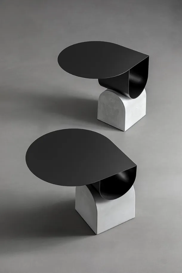 Vague coffee table by Bonaldo, made of metal with a concrete base.