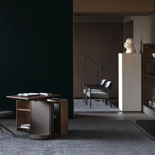 Touch Down Unit writing desk in essence Canaletto Walnut by Molteni & C