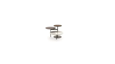 Tris coffee table with metal structure and MDF and marble tops by Ditre Italia.