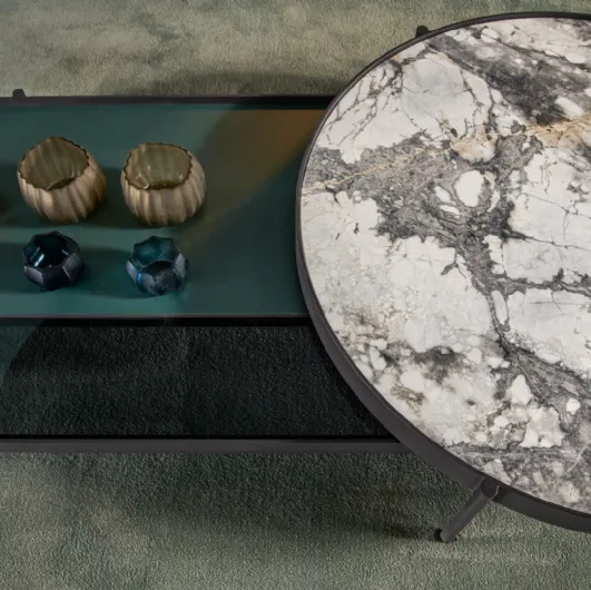 Valley coffee table with marble top and lacquered by Cantori.