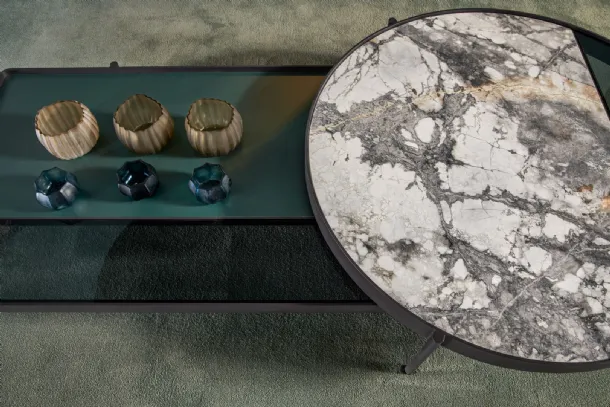 Valley coffee table with marble top and lacquered by Cantori.
