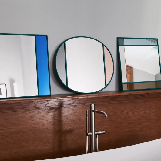 Wall mirrors with rubber frame and glass with colored bands Vitrail by Magis