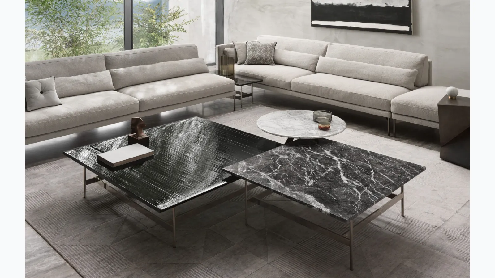 Glass or marble Waves coffee table by Fiam