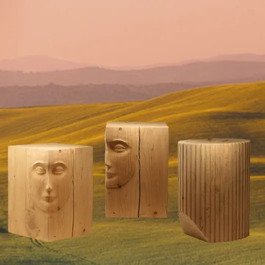 Wood Pouf Pouff by Adriani and Rossi