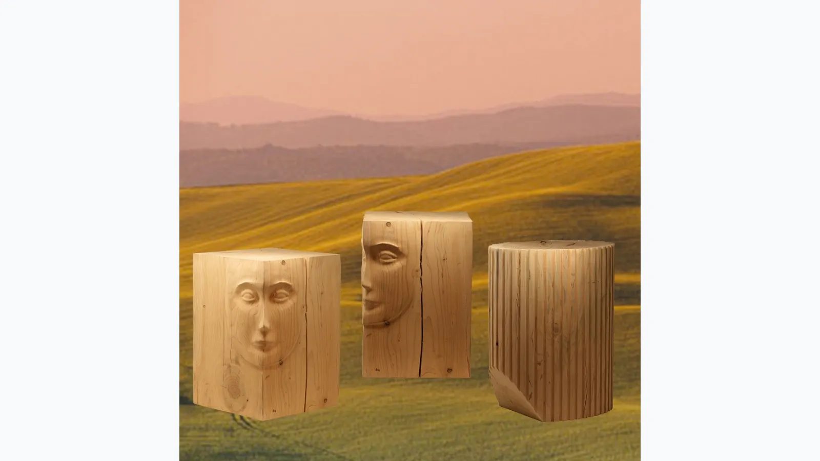 Wood Pouf Pouff by Adriani and Rossi